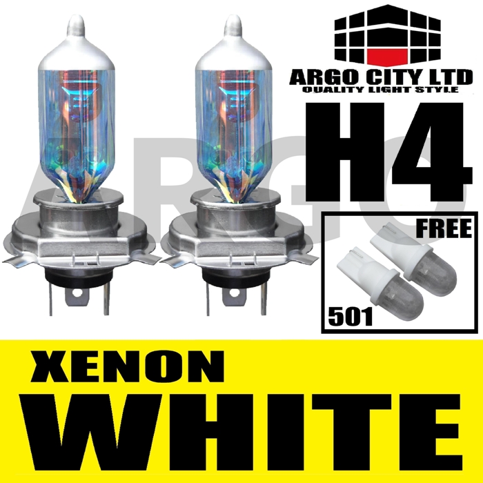 H4 XENON WHITE HEADLIGHT BULBS PEUGEOT 106 107 206 306